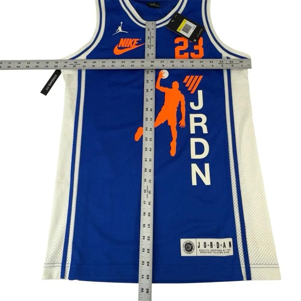 Nike  Air Jordan 5 Legacy Jersey Sleeveless Tank Blue/Orange AV5984-405 Men’s S